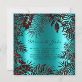 Tropisches Leaf Glitzer Garden Burgund Ozean Einladung