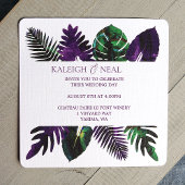 Tropisches Leaf grün, Lila Blätter pflücken Hochze Einladung