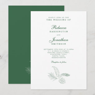 Tropisches Leaf Grüne Minimal Hochzeit Einladung