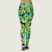 Tropisches Leaf Grünpflanzen Muster Beach Yoga Sch Leggings (Rückseite)