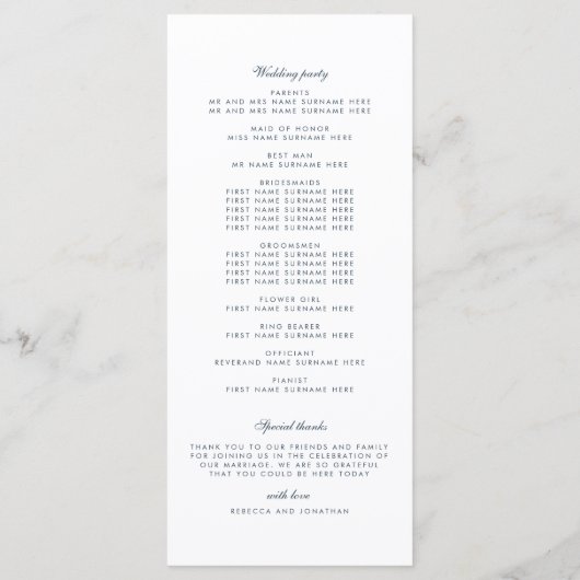 Tropisches Leaf-Hochzeitsprogramm (Rückseite)