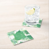 Tropisches Leaf-Hochzeitstil speichert das Datum Rechteckiger Pappuntersetzer (Vor Ort)