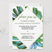 Tropisches Leaf Just Married Ankündigung Empfang (Rückseite)