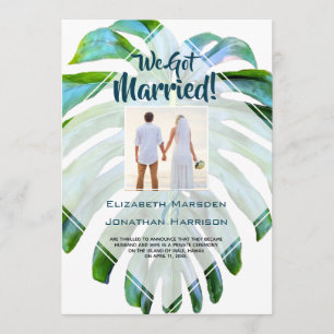 Tropisches Leaf Just Married Hochzeit Ankündigung