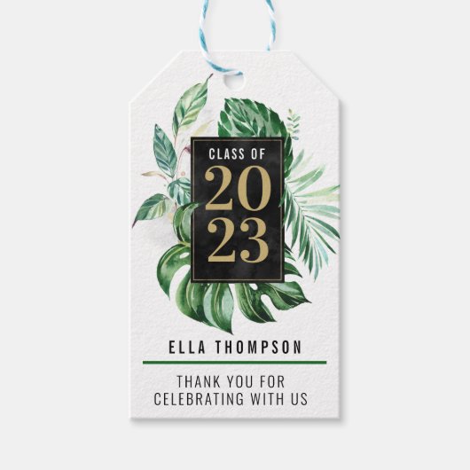 Tropisches Leaf-Klasse 2021 Abschluss | Vielen Dan Geschenkanhänger (Vorderseite)