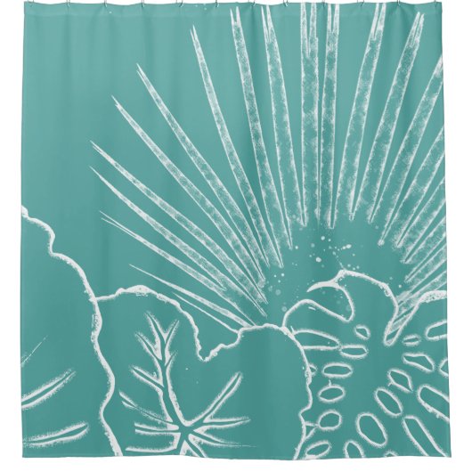 Tropisches Leaf - Moderne Linie Art Duschvorhang (Vorderseite)