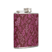 Tropisches Leaf-Muster aus Burgund und Rosa Flachmann (Rechts)