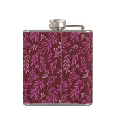 Tropisches Leaf-Muster aus Burgund und Rosa Flachmann (Rückseite)