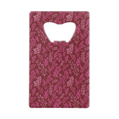 Tropisches Leaf-Muster aus Burgund und Rosa Geldbeutel Flaschenöffner (Rückseite)