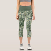 Tropisches Leaf Muster Capri Leggings (Vorderseite)