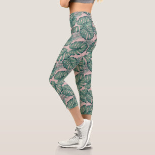 Tropisches Leaf-Muster Capri Leggings