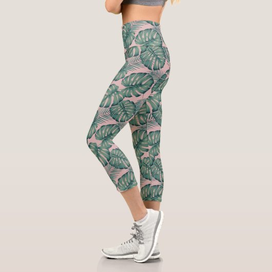 Tropisches Leaf-Muster Capri Leggings (Links)