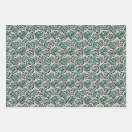 Tropisches Leaf-Muster Geschenkpapier Set (Vorderseite 3)