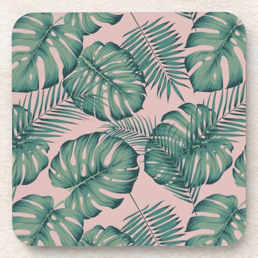 Tropisches Leaf-Muster Getränkeuntersetzer (Vorderseite)
