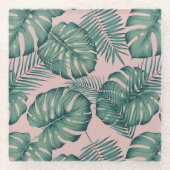 Tropisches Leaf-Muster Glasuntersetzer (Vorderseite)