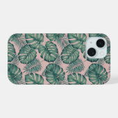 Tropisches Leaf-Muster iPhone 15 Hülle (Rückseite (Horizontal))