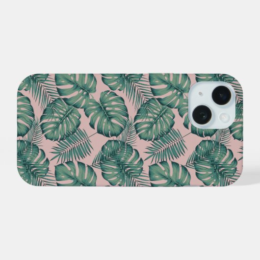 Tropisches Leaf-Muster iPhone 15 Hülle (Rückseite (Horizontal))