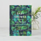 Tropisches Leaf Muster Kinderdusche Einladung (Stehend Vorderseite)