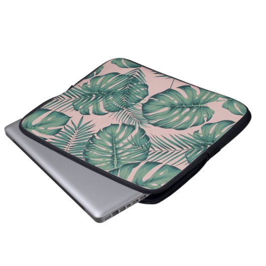 Tropisches Leaf-Muster Laptopschutzhülle (Vorne Knopf)