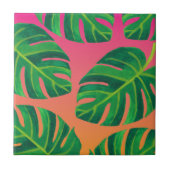 Tropisches Leaf Orange Pink Dekorative Keramik Til Fliese (Vorderseite)
