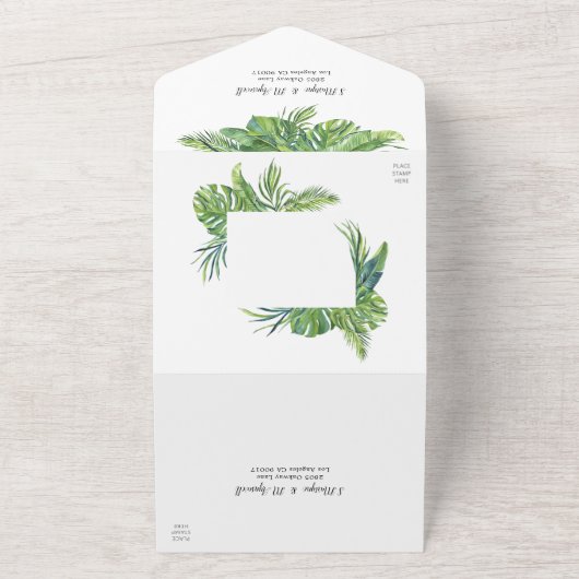 Tropisches Leaf Palm Foliage All In One Einladung (Außenbereich)