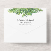 Tropisches Leaf Palm Foliage All In One Einladung (Rückseite)