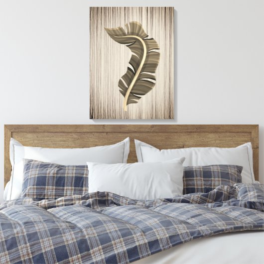 Tropisches Leaf Sepia im Hintergrund der Bronze Leinwanddruck (Insitu (Schlafzimmer))