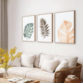 Tropisches Leaf-Set - Japandi Minimalistisch - Wal Bilderwand Sets
