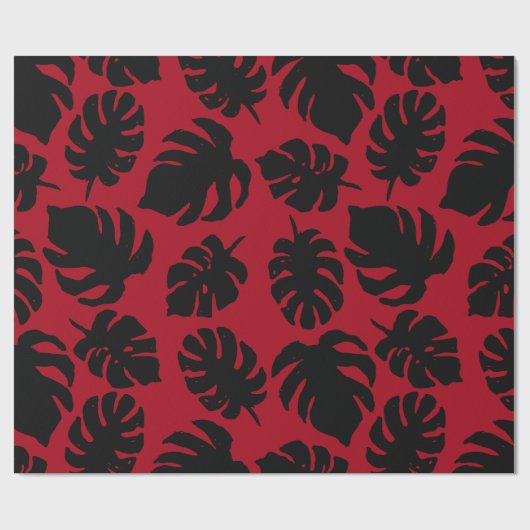 Tropisches Leaf Silhouette, Monstera, Palm, Geschenkpapier (Flach)