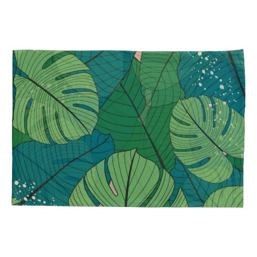 Tropisches Leaf-Tapestes: Vintage Verdure Kissenbezug (Rückseite)