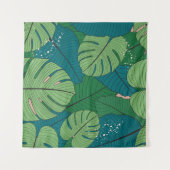 Tropisches Leaf-Tapestes: Vintage Verdure Wandteppich (Vorderseite (Horizontal))