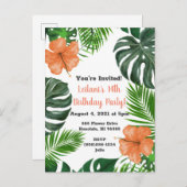 Tropisches Leaf und Hibiskus Party Einladungen (Vorne/Hinten)