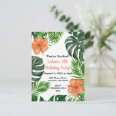 Tropisches Leaf und Hibiskus Party Einladungen (Stehend Vorderseite)