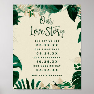 Tropisches Leaf unsere Liebe Story Timeline Hochze Poster