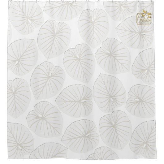 Tropisches Leaf White Designer Duschvorhang Set (Vorderseite)