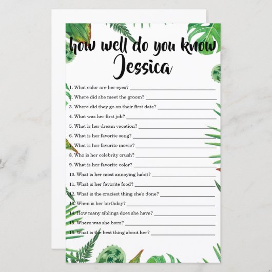 Tropisches Leaf, wie gut Sie wissen, die Bride-Spi (Vorne/Hinten)