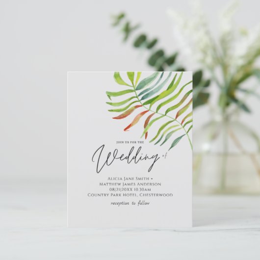 Tropisches Leaf-Ziel Hochzeitsfeier am Strand (Stehend Vorderseite)