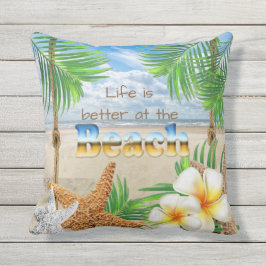 Tropisches Leben ist am Strand besser Kissen Für Draußen