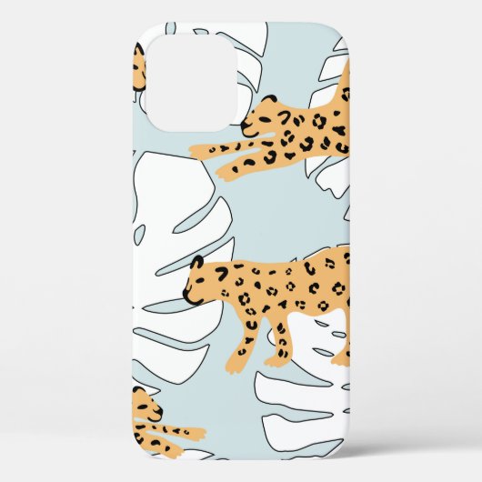 Tropisches Leopardentier und Monstera-Palmen-Blätt Case-Mate iPhone Hülle (Rückseite)