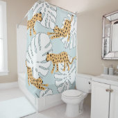 Tropisches Leopardentier und Monstera-Palmen-Blätt Duschvorhang (Beispiel)