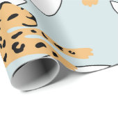 Tropisches Leopardentier und Monstera-Palmen-Blätt Geschenkpapier (Rolleneckpunkt)