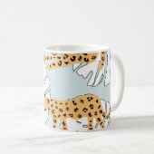 Tropisches Leopardentier und Monstera-Palmen-Blätt Kaffeetasse (VorderseiteRechts)