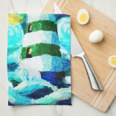 Tropisches Leuchtturm und Palmen beeindruckend Geschirrtuch (Viertel Falte)