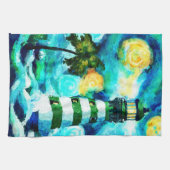 Tropisches Leuchtturm und Palmen beeindruckend Geschirrtuch (Horizontal)