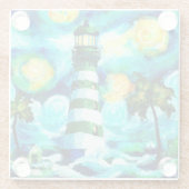 Tropisches Leuchtturm und Palmen beeindruckend Glasuntersetzer (Rückseite)