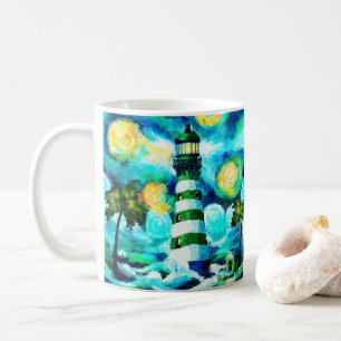 Tropisches Leuchtturm und Palmen beeindruckend Kaffeetasse