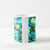 Tropisches Leuchtturm und Palmen beeindruckend Kaffeetasse (Mittel)