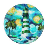 Tropisches Leuchtturm und Palmen beeindruckend Schneidebrett (Vorderseite)