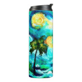 Tropisches Leuchtturm und Palmen beeindruckend Thermosbecher (Nach links gedreht)