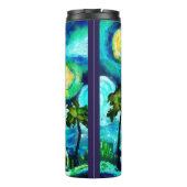 Tropisches Leuchtturm und Palmen beeindruckend Thermosbecher (Rückseite)